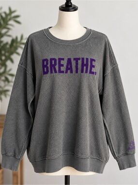 Burkie Belle Custom BREATHE Sweatshirt 2X Gray Purple Oversized Pullover